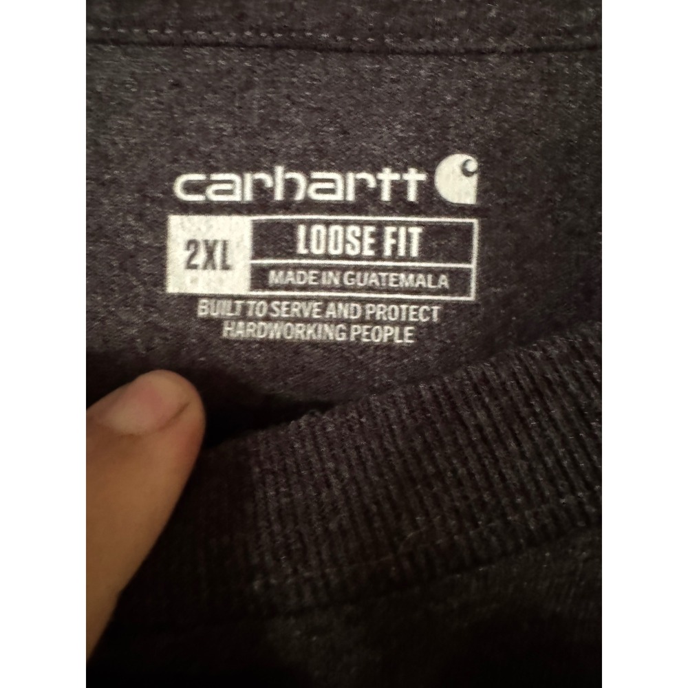Carhartt Mens 2XL Loose Fit Graphic T-Shirt Charcoal Grey Orange Logo - Picture 2 of 4